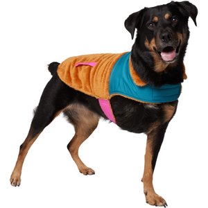 Frisco Medium Weight Retro Colorblock Mixed Media Dog & Cat Coat, Tan, X-Large