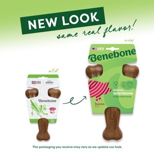 Benebone Bacon Flavor Wishbone Tough Dog Chew Toy, Medium