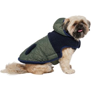 Frisco Heavy Weight Dog & Cat Quilted Hybrid Coat with Sherpa Lining, Olive, Medium
