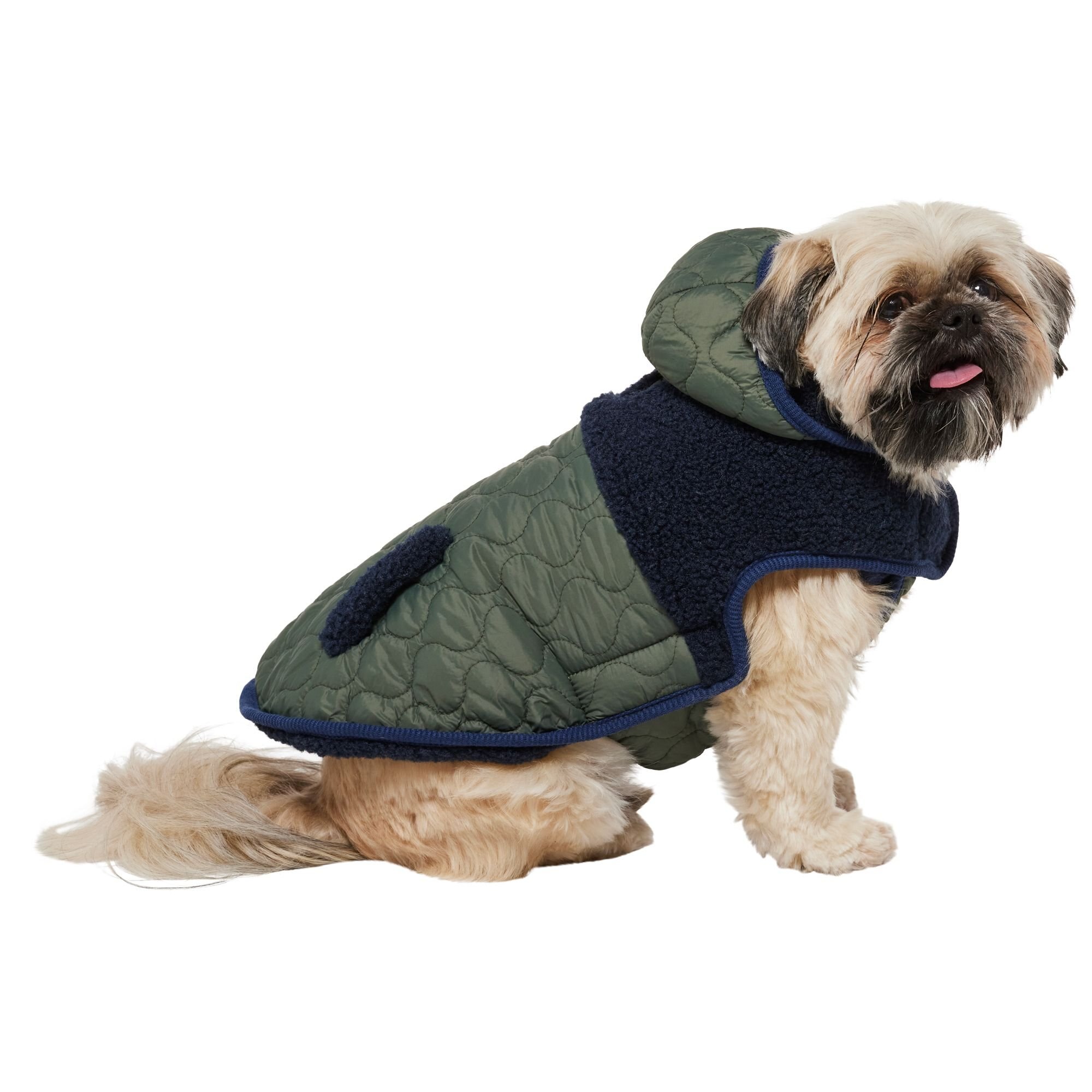 FRISCO Heavy Weight Dog & Cat Quilted Hybrid Coat with Sherpa Lining