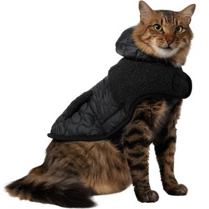 Frisco Heavy Weight Dog & Cat Quilted Hybrid Coat with Sherpa Lining, Black, Small
