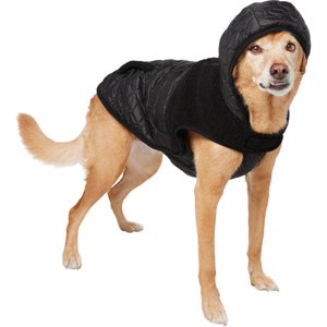 Frisco Heavy Weight Dog & Cat Quilted Hybrid Coat with Sherpa Lining, Black, X-Large