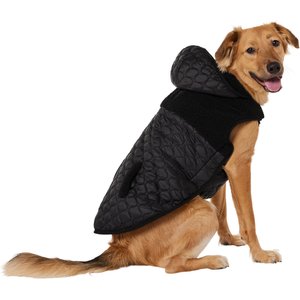 Frisco Heavy Weight Dog & Cat Quilted Hybrid Coat with Sherpa Lining, Black, XX-Large