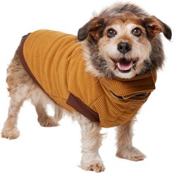 Frisco Heavy Weight Lux Corduroy Insulated Dog & Cat Coat with Fur Trimmed Hood, Large