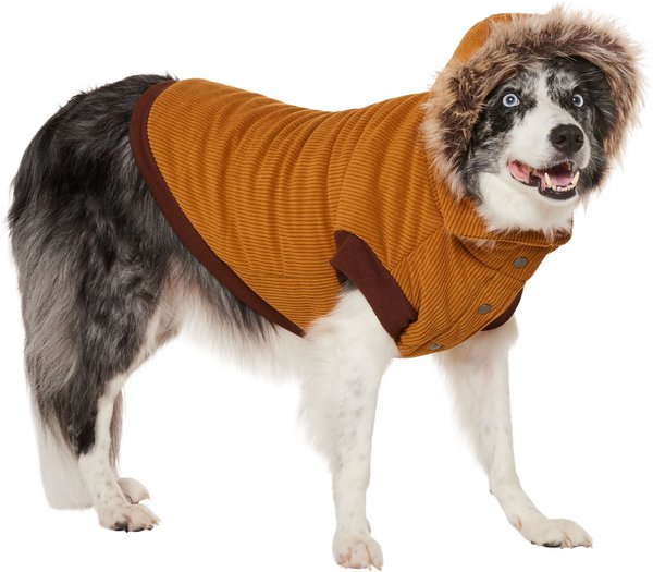 Frisco Heavy Weight Lux Corduroy Insulated Dog & Cat Coat with Fur Trimmed Hood, X-Large slide 1 of 8