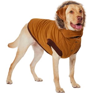 Frisco Heavy Weight Lux Corduroy Insulated Dog & Cat Coat with Fur Trimmed Hood, XX-Large