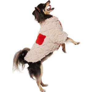 Frisco Medium Weight Quilted Sherpa Dog & Cat Zipper Coat, Cream, Medium