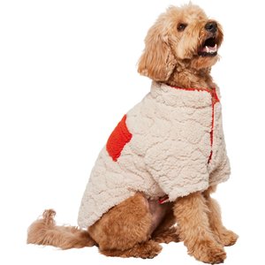 Frisco Medium Weight Quilted Sherpa Dog & Cat Zipper Coat, Cream, Large