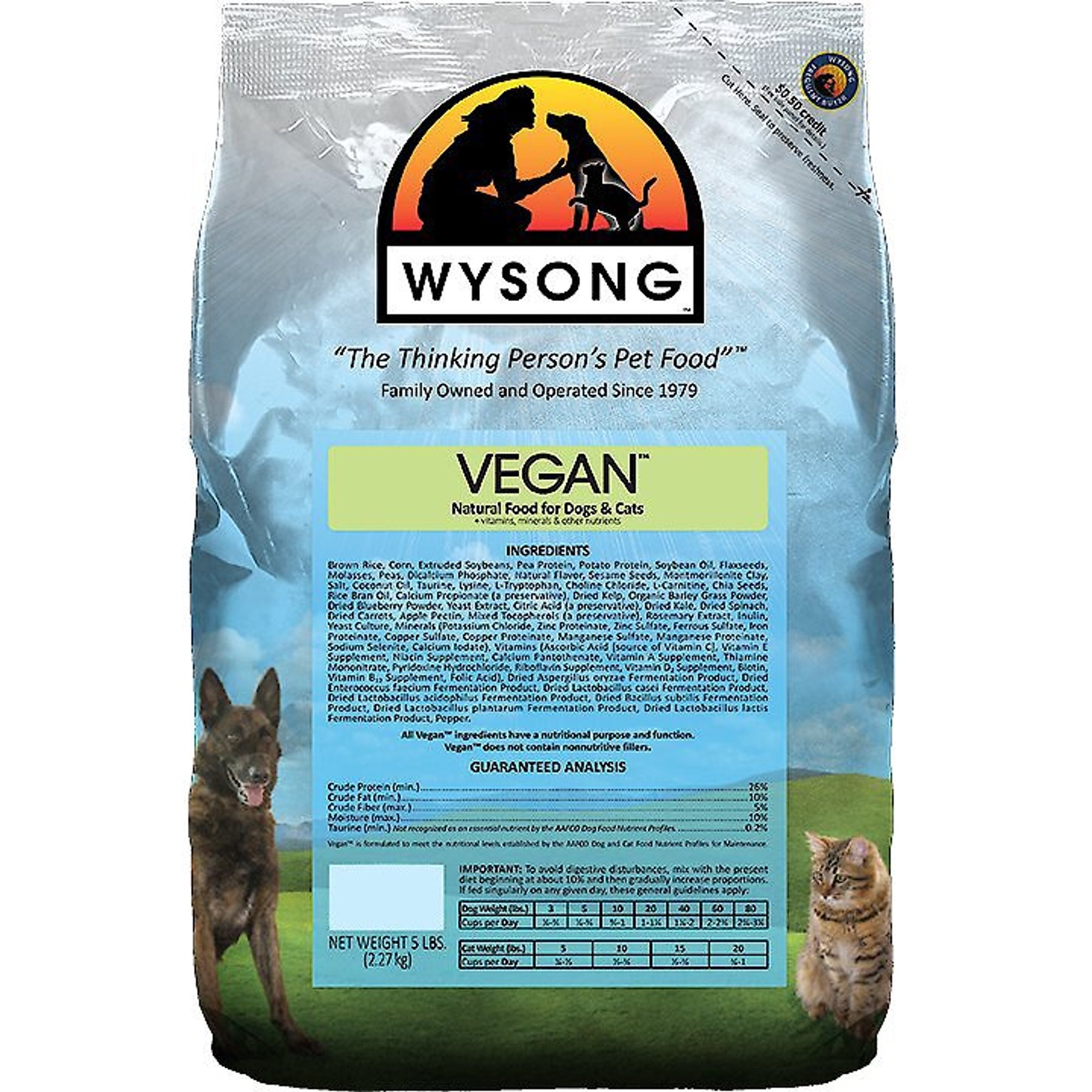 WYSONG Vegan Dry Dog Cat Food 5 lb bag Chewy