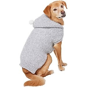 Frisco Heathered Chunky Dog & Cat Hooded Sweater, Gray, X-Large