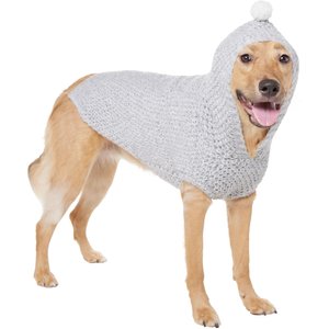 Frisco Heathered Chunky Dog & Cat Hooded Sweater, Gray, XX-Large