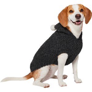 Frisco Heathered Chunky Dog & Cat Hooded Sweater, Black, Medium