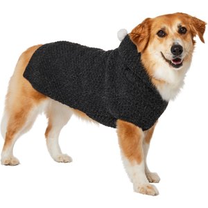 Frisco Heathered Chunky Dog & Cat Hooded Sweater, Black, XX-Large