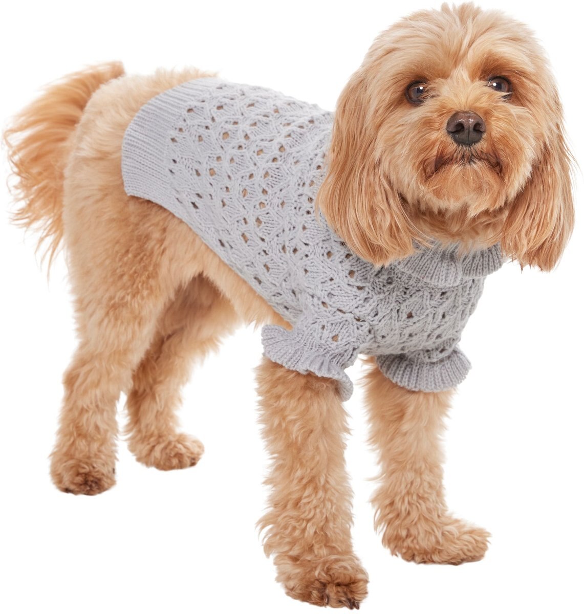 Frisco Ruffle Knit Pointelle Dog & Cat Turtleneck Sweater