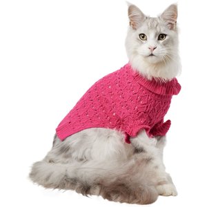 Frisco Ruffle Knit Pointelle Dog & Cat Turtleneck Sweater, Pink, Small