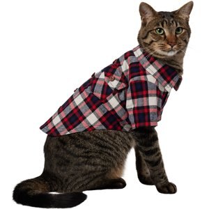 Frisco Red & Blue Plaid Dog & Cat Flannel Shirt, Small
