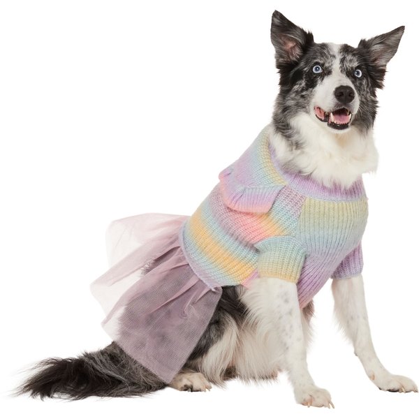 FRISCO Soft Multi Stripe Ombre Dog & Cat Sweater Dress, XLarge