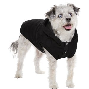 Frisco Quilted Fleece Dog & Cat Pullover Hoodie, Black, Large