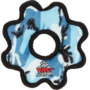 Tuffy's Junior Gear Ring Squeaky Plush Dog Toy, Camo Blue