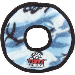 Tuffy's Junior Ring Squeaky Plush Dog Toy, Camo Blue