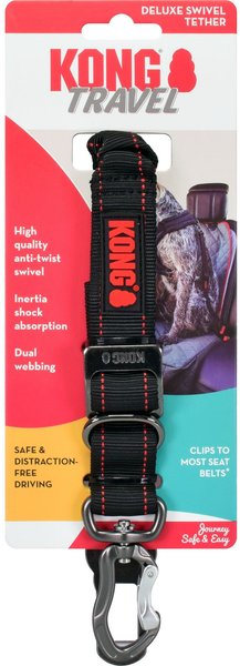 KONG Deluxe Swivel Tether Dog Safety Belt, Black & Red slide 1 of 5