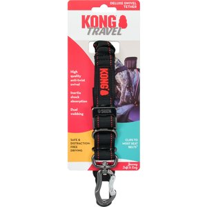 KONG Deluxe Swivel Tether Dog Safety Belt, Black & Red