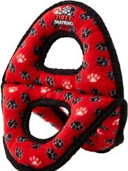 Tuffy's Ultimate 3-Way Ring Squeaky Plush Dog Toy, Red Paws