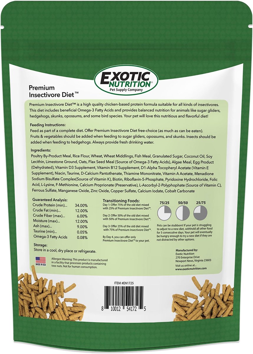 Exotic Nutrition Premium Insectivore Diet Small-Pet Food, 8-lb bag