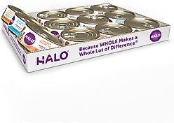 Halo Chicken, Whitefish, Turkey Variety Pack Grain-Free Pate Adult Wet Cat Food, 5.5-oz can, case of 12