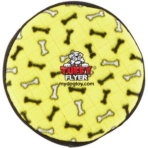 Tuffy's Ultimate Flyer Squeaky Plush Dog Toy, Yellow Bones