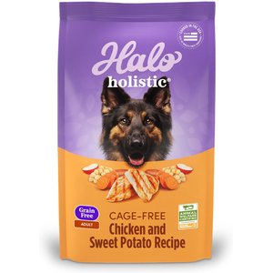 Halo Holistic Complete Digestive Health Grain-Free Chicken & Sweet Potato Dog Food Recipe Adult Dry Dog Food, 10-lb bag