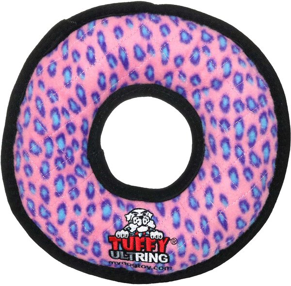 Tuffy's Ultimate Ring Squeaky Plush Dog Toy, Pink Leopard slide 1 of 6