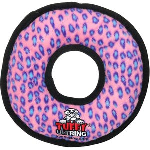 Tuffy's Ultimate Ring Squeaky Plush Dog Toy, Pink Leopard