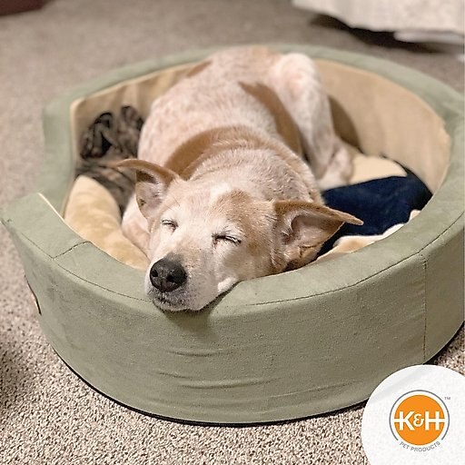 K&H Pet Products Thermo-Snuggly Sleeper Heated Dog Bed, Sage/Tan, Medium 
