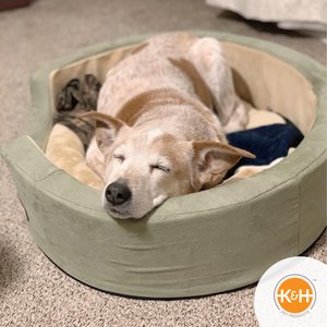 K&H Pet Products Thermo-Snuggly Sleeper Heated Dog Bed, Sage/Tan, Medium 