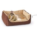 K&H Pet Products Thermo-Pet Cuddle Cushion Indoor Heated Bolster Cat & Dog Bed, Mocha