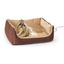 K&H Pet Products Thermo-Pet Cuddle Cushion Indoor Heated Bolster Cat & Dog Bed, Mocha