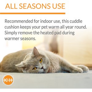 K&H Pet Products Thermo-Pet Cuddle Cushion Indoor Heated Bolster Cat & Dog Bed, Mocha