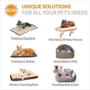 K&H Pet Products Thermo-Pet Cuddle Cushion Indoor Heated Bolster Cat & Dog Bed, Mocha