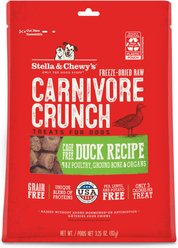 Stella & Chewy's Carnivore Crunch Cage-Free Duck Recipe Freeze-Dried Raw Dog Treats, 3.25-oz bag