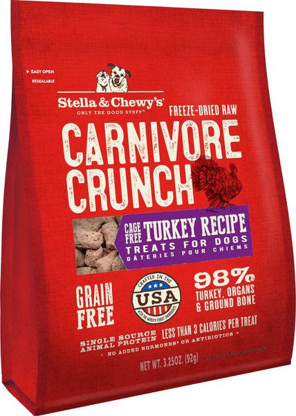 Stella & Chewy's Carnivore Crunch Cage-Free Turkey Recipe Freeze-Dried Raw Dog Treats, 3.25-oz bag slide 1 of 10