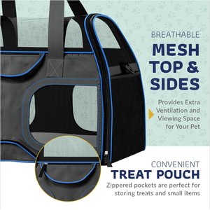 Katziela Luxury Rider Pro Removable Wheels & Double Telescopic Handle Cat & Dog Carrier, Black & Blue