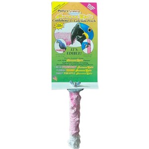 Polly's Pet Products Banana Split Cuttlebone & Calcium Bird Perch, Pink & White, Small