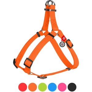 WAUDOG Waterproof Dog Harness with QR Tag, Orange, Small