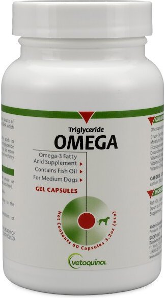 Vetoquinol Triglyceride OMEGA Omega-3 Fatty Acid Medium Breed Supplement for Dogs, 60 count slide 1 of 6