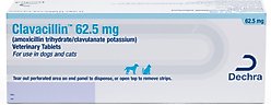 Clavacillin (amoxicillin trihydrate/clavulanate potassium) Tablets for Dogs & Cats, 62.5-mg, 30 tablets