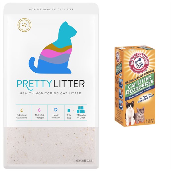 PrettyLitter Health Monitoring Litter + Arm & Hammer Litter Cat Litter Deodorizer Powder, 20-oz box slide 1 of 8