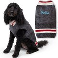 GoTags Wool Personalized Dog Sweater, Dark Grey, Small