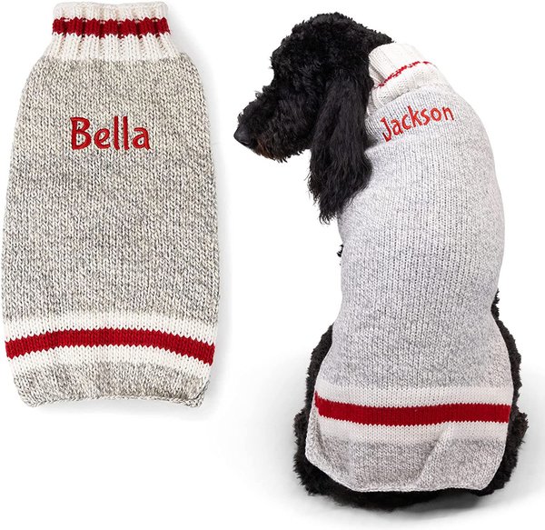 GoTags Wool Personalized Dog Sweater Light Grey X Large