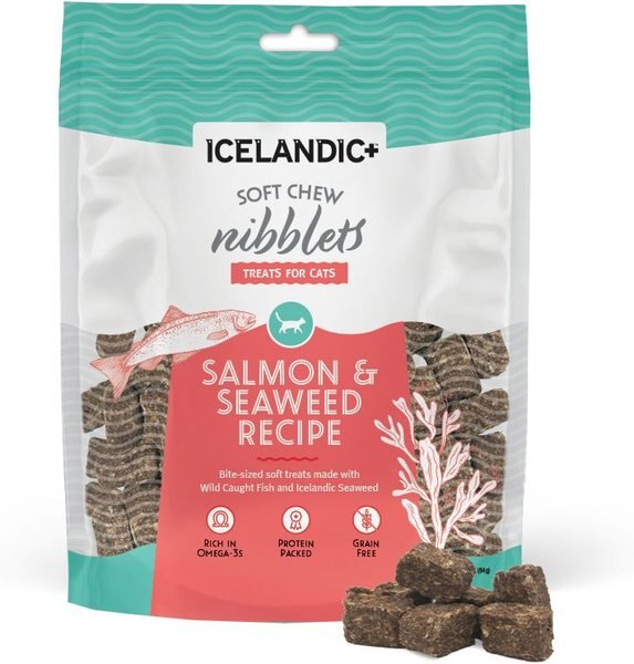 ICELANDIC+ Soft Chew Nibblets Salmon & Seaweed Recipe GrainFree Cat